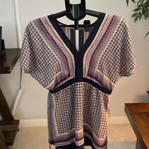 Daniel Rainn Purple and Cream Patterned Blouse